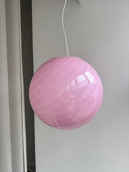 Lyserød Murano candy pendel, 40 cm