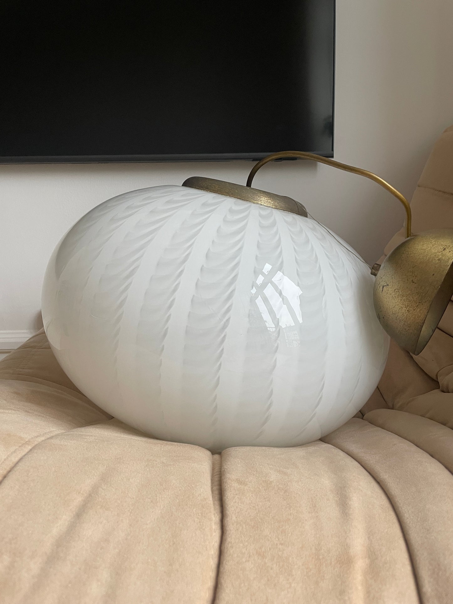 Hvid Murano peacock pendel, 40 cm