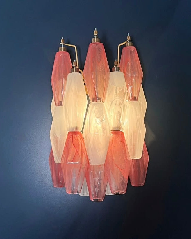 Murano wall lamp | Poliedri | White/pink alabaster