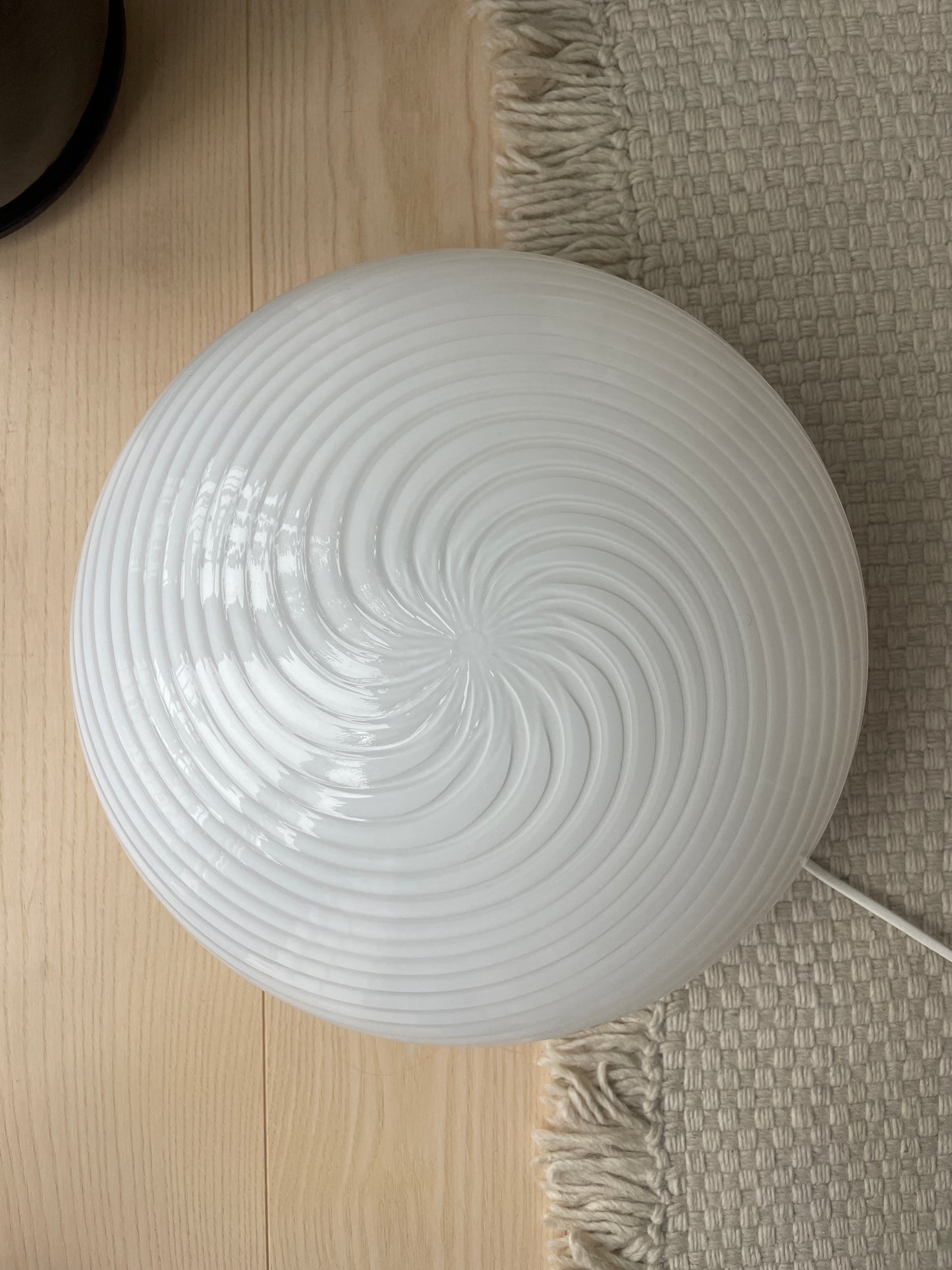 Vintage Murano plafond med hvid klassisk swirl, 38 cm