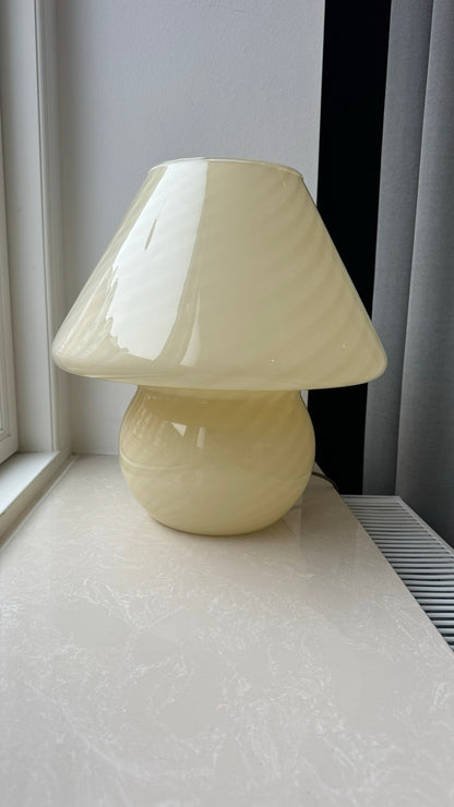 Large Murano mushroom in yellow swirl, 36 cm