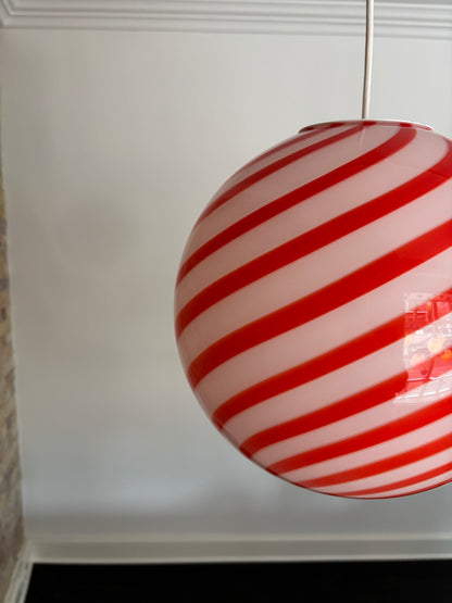 Murano pendant lamp with orange/red swirl, 30 cm