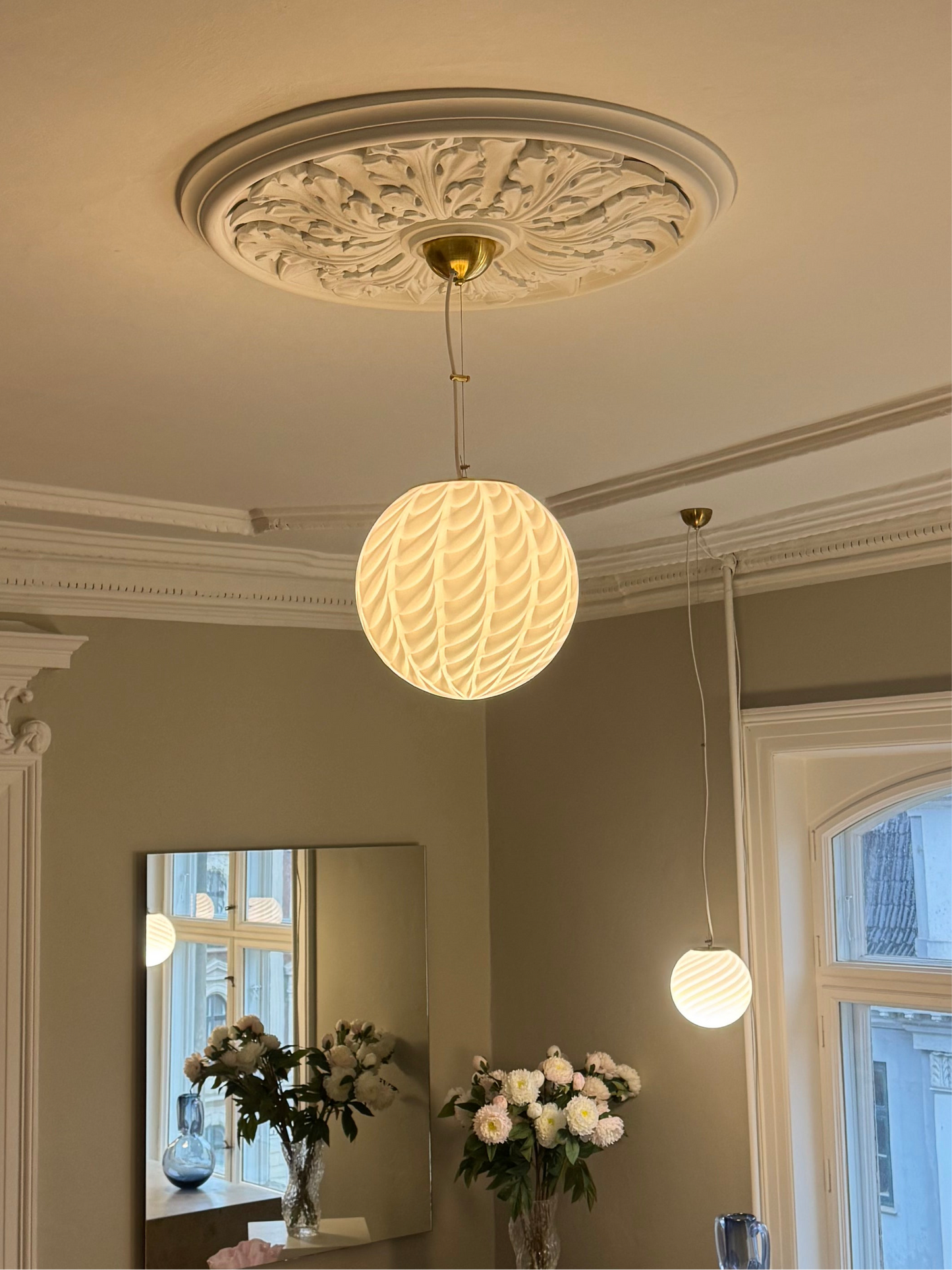 Hvid Murano peacock loftlampe, 30 cm