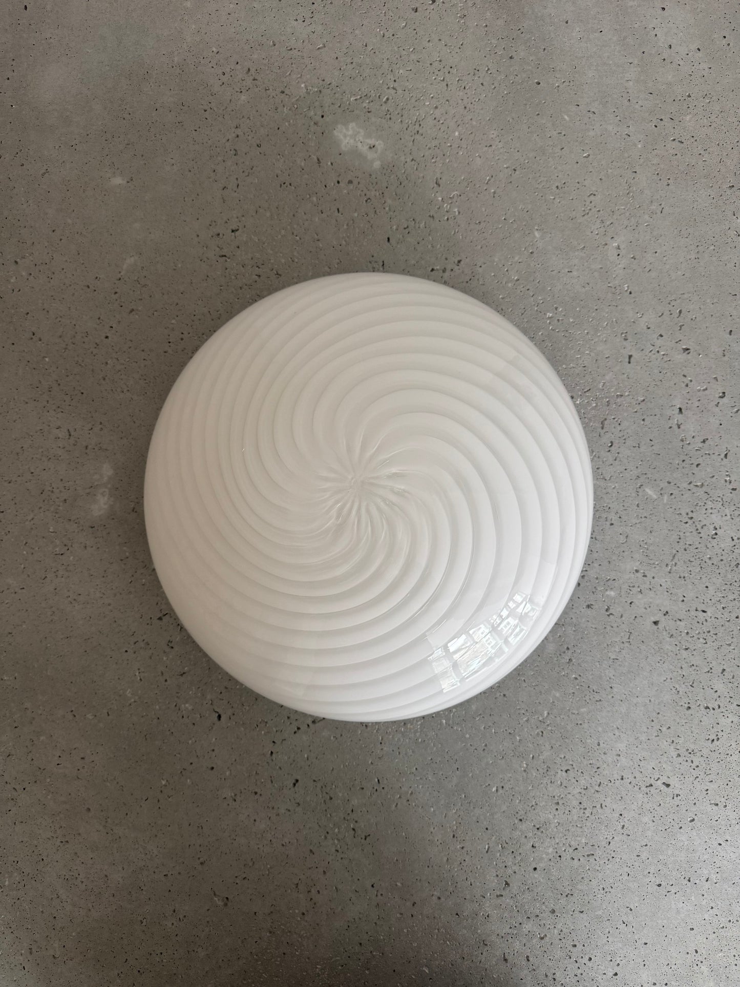 White vintage Murano ceiling lamp with white swirl, 40 cm