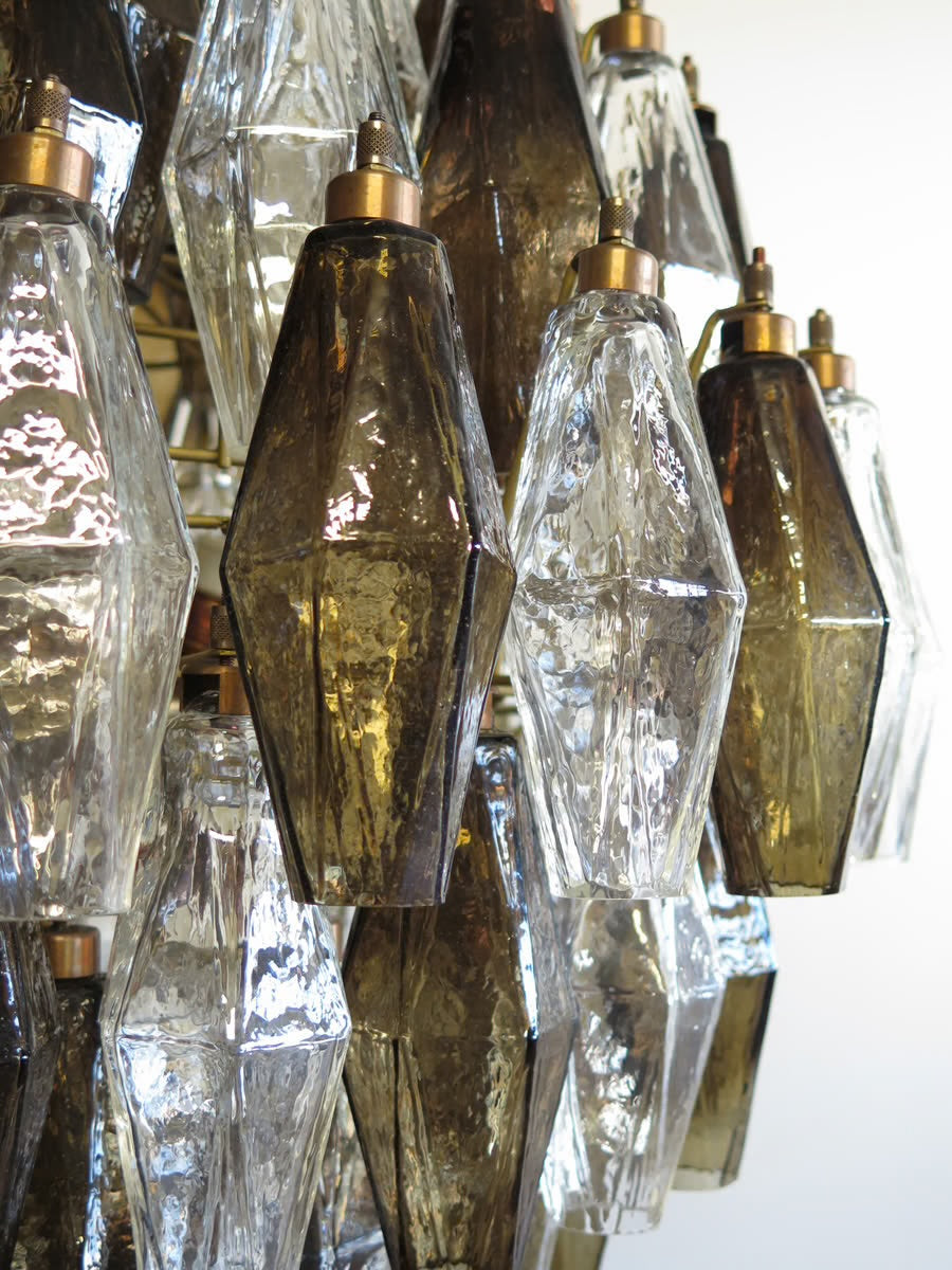 Murano lysekrone | Poliedri | 140 glas | Klar/smoked