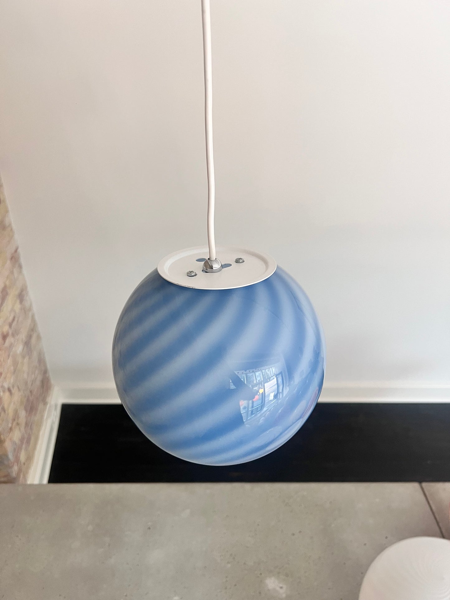 Blue swirl Murano pendant lamp, 20 cm