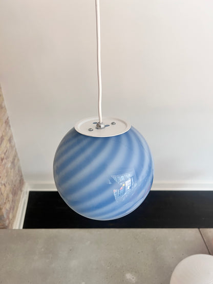 Blue swirl Murano pendant lamp, 20 cm