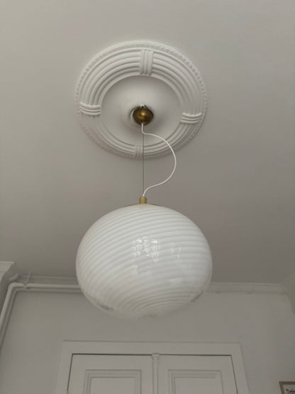 Vintage Murano pendant in white swirl, 36 cm