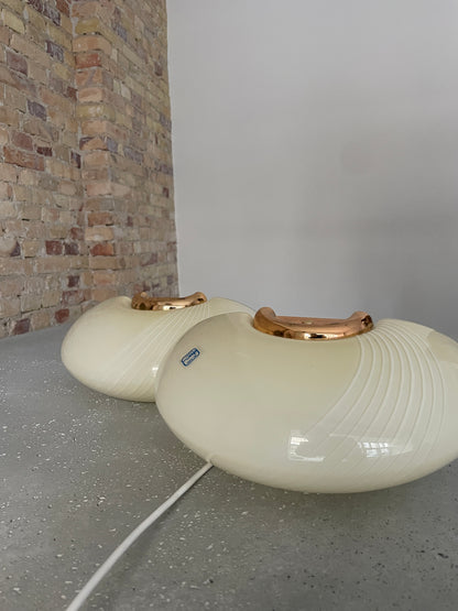 Large cream-colored vintage Murano wall lamps (one set)