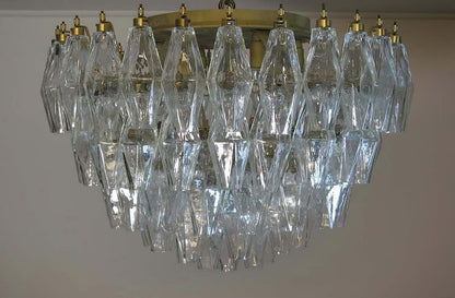 Murano Chandelier | Poliedri | 84 Glasses | Clear Glass