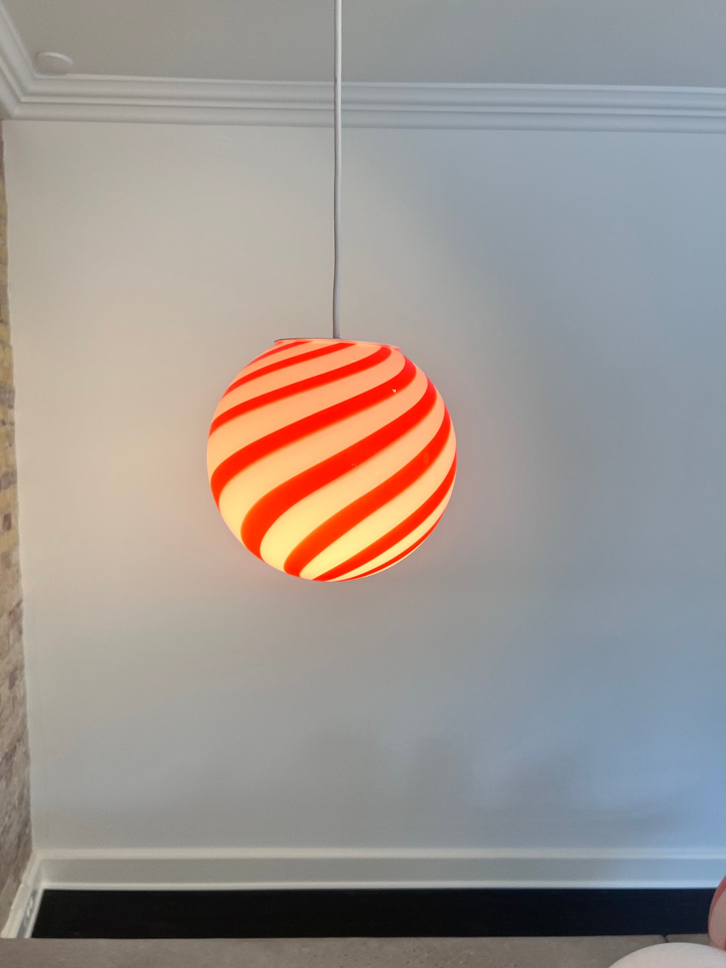 Red swirl Murano pendant lamp, 20 cm