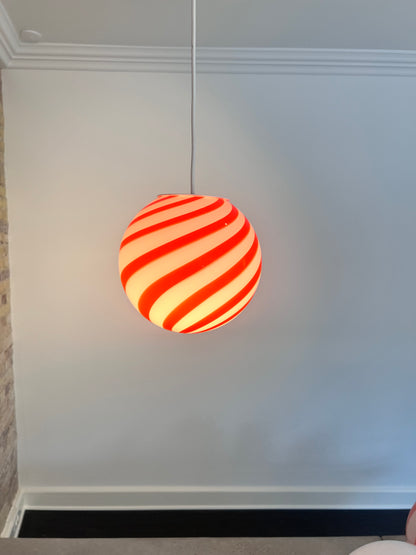Red swirl Murano pendant lamp, 20 cm