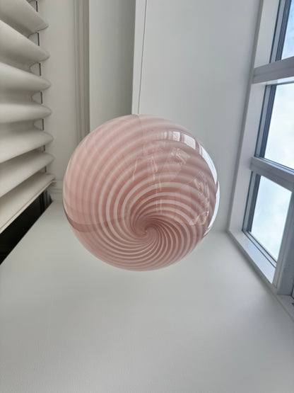 Rosa Murano swirl pendel, 40 cm