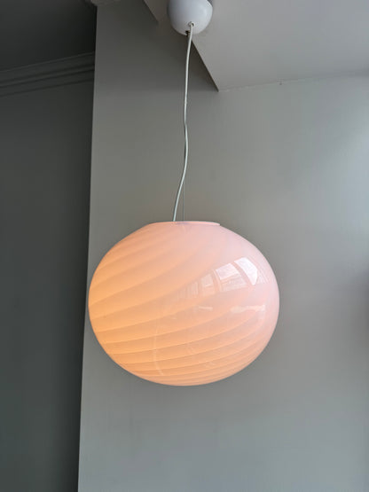 Oval pink candy Murano pendant lamp, 40 cm
