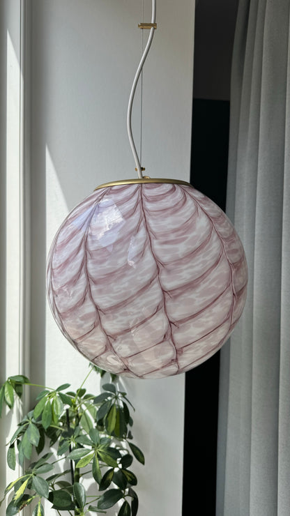 Pink Murano pendant, peacock swirl, 30 cm