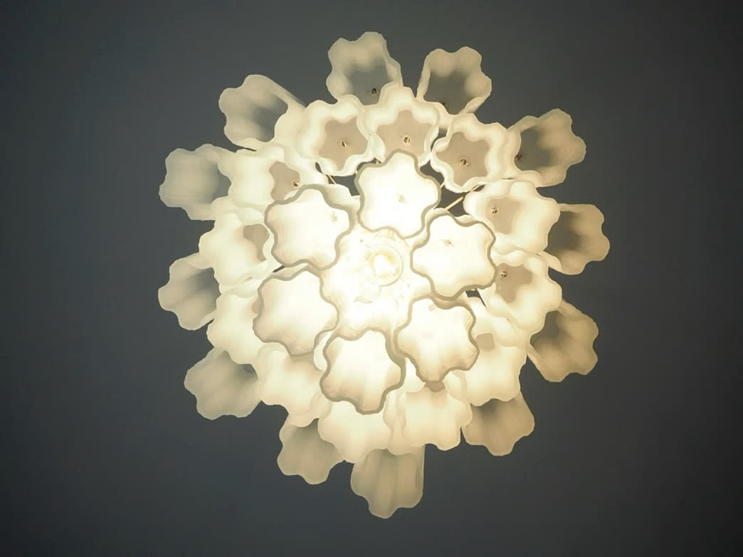 Murano lysekrone | Tuber | 30 glas | Hvid mat