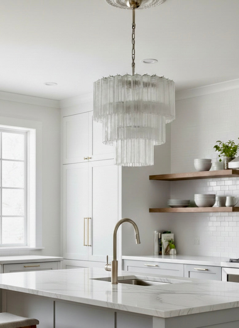 Murano lysekrone | Tuber | 52 glas | Klart glas