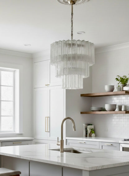 Murano lysekrone | Tuber | 52 glas | Klart glas