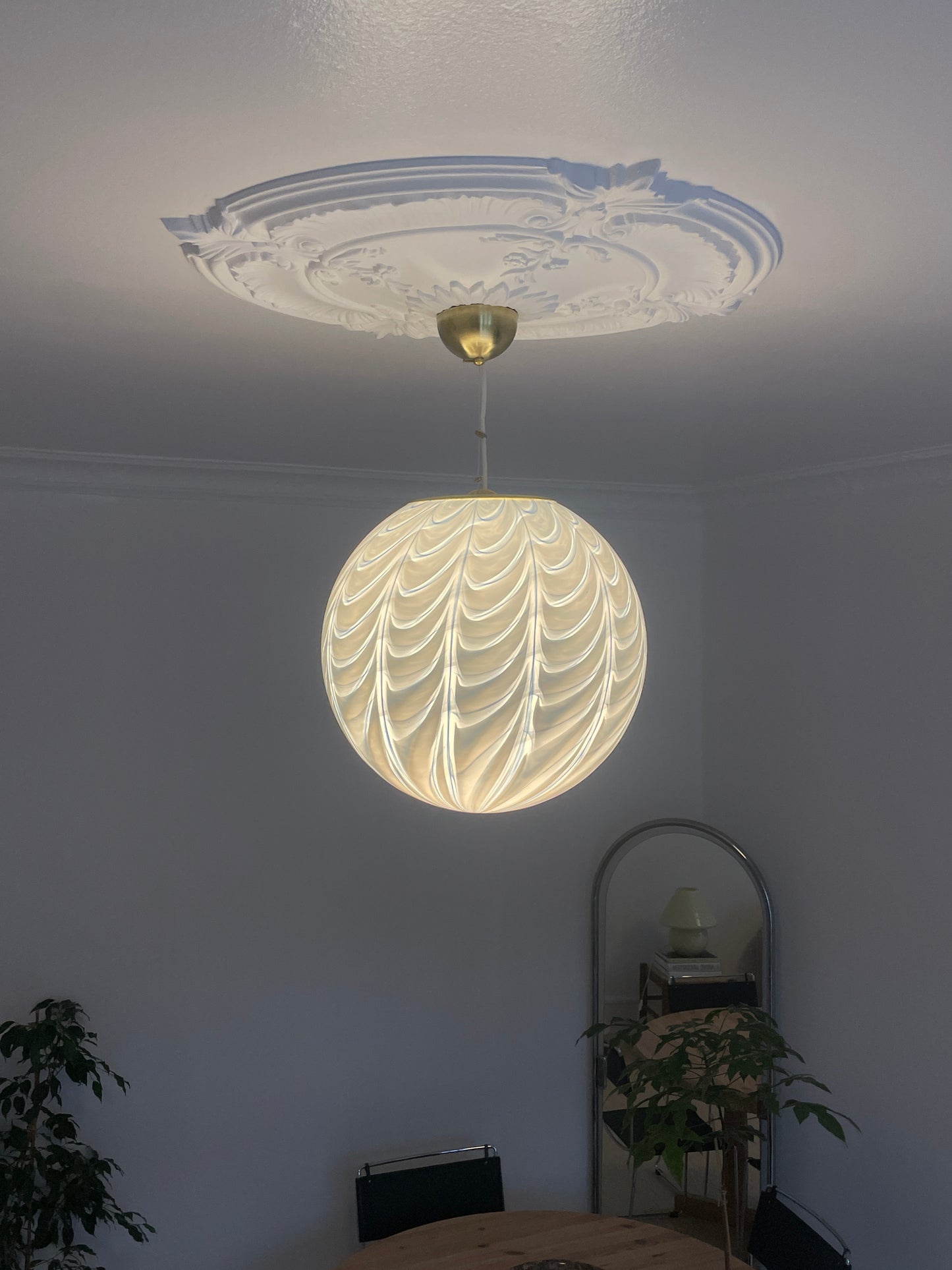 Kæmpe lyseblå Murano peacock pendel, 40 cm