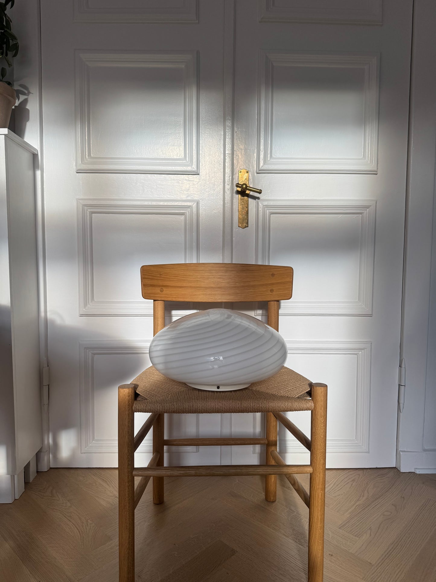 Vintage Murano plafond med hvid klassisk swirl, 38 cm