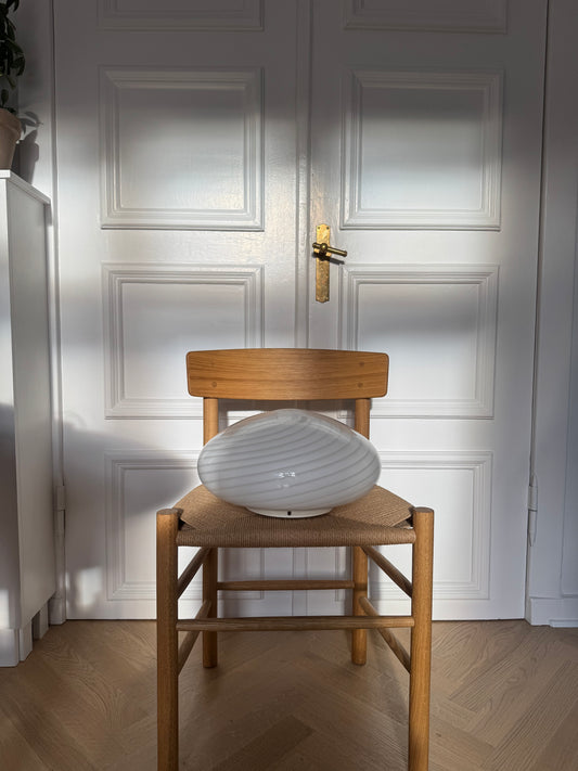 Vintage Murano plafond med hvid klassisk swirl, 38 cm