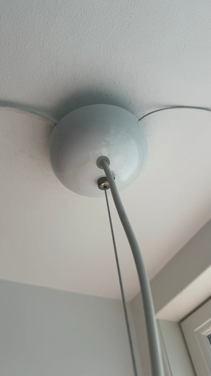 Murano round bolche pendant with red vertical bars, 40 cm