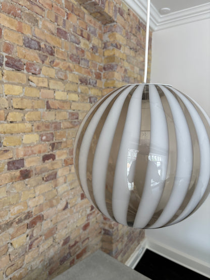 Murano pendant lamp with white and transparent pendant, 30 cm