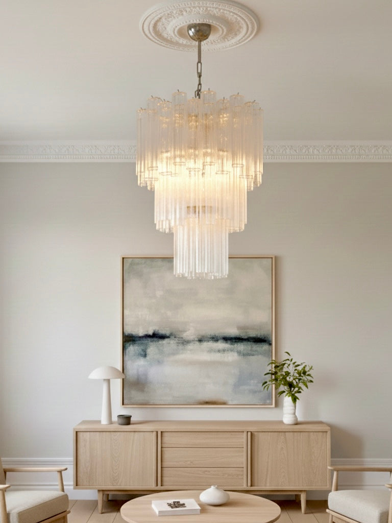 Murano lysekrone | Tuber | 48 glas | Klart glas