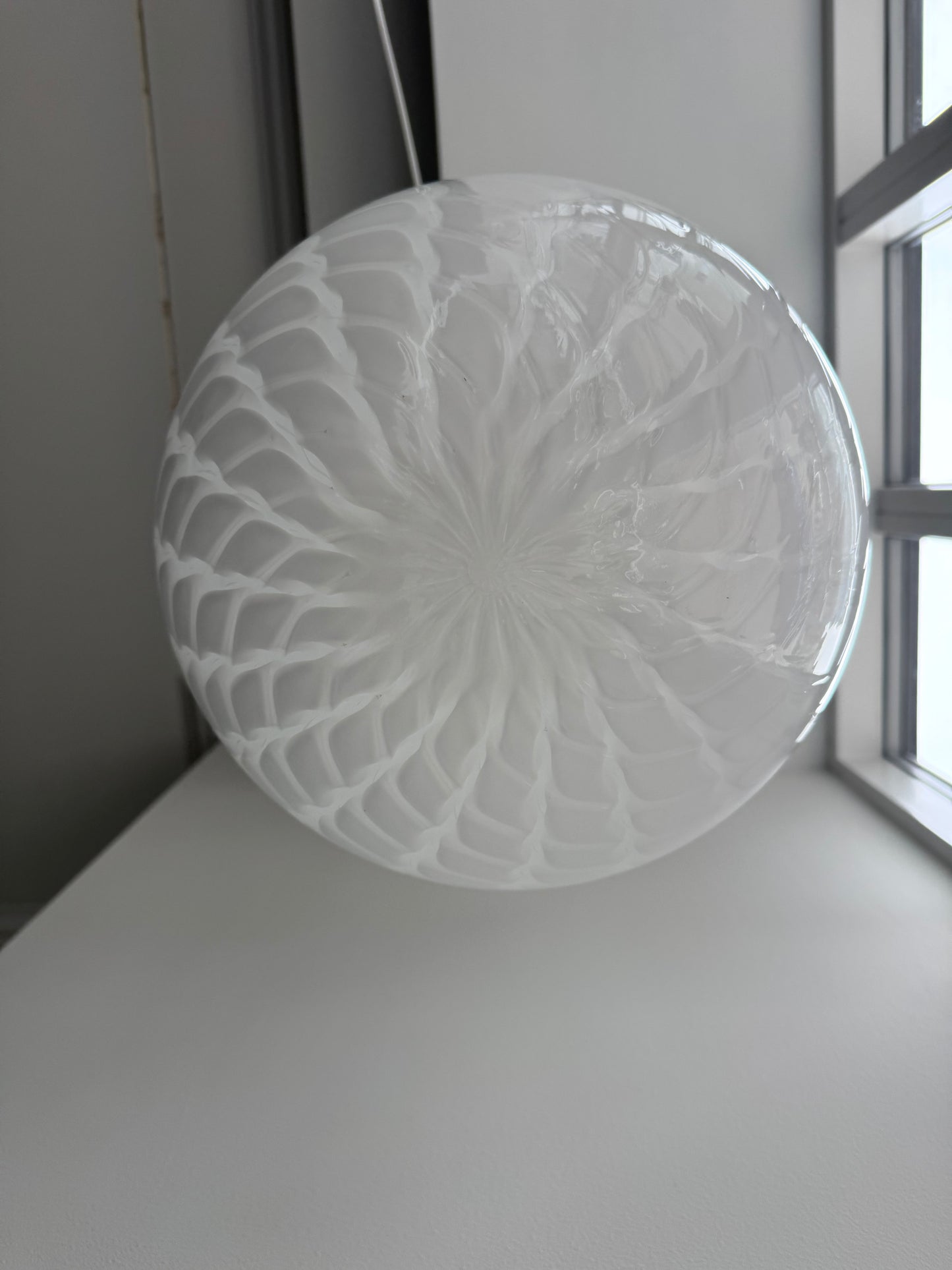 Vintage peacock Murano pendel m. indgravering, 30 cm