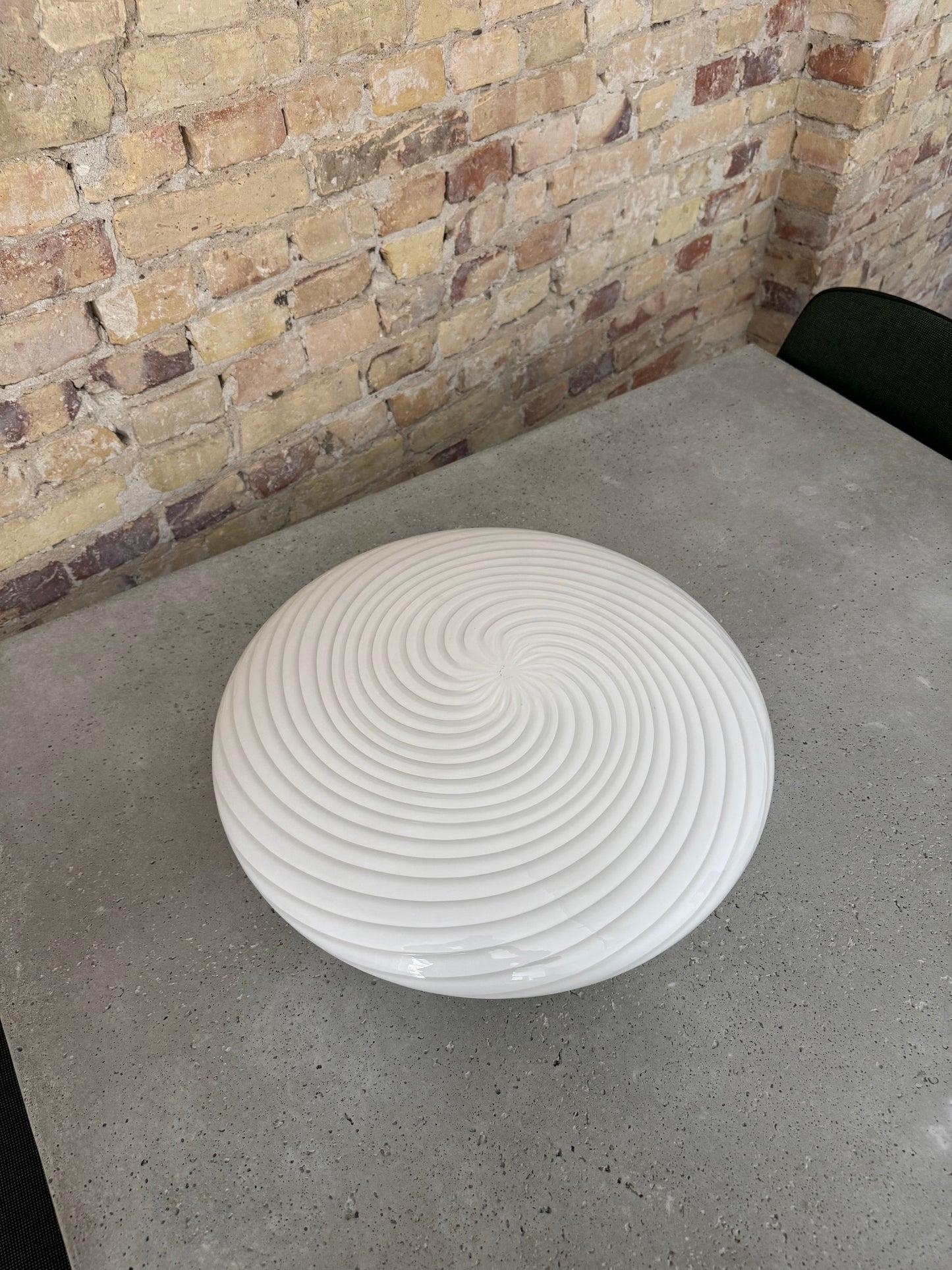 Kæmpe vintage Murano plafond lampe m. indgravering, 45 cm