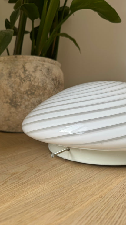 Large Murano ceiling lamp in classic white swirl, 39 cm