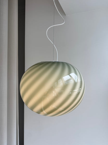 Mørkegrøn oval Murano pendel, 40 cm