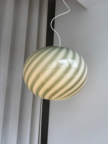 Mørkegrøn oval Murano pendel, 40 cm