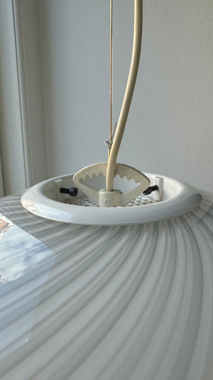 Vintage Murano pendant lamp with white and grey swirl, 40 cm