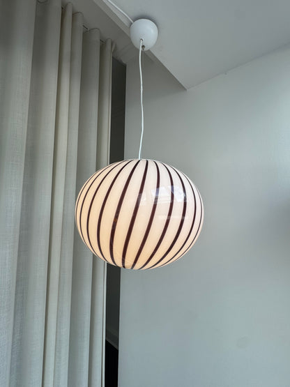 Oval filigree Murano ceiling lamp with purple swirl, 40 cm