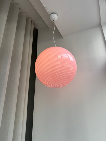Lyserød Murano candy pendel, 40 cm