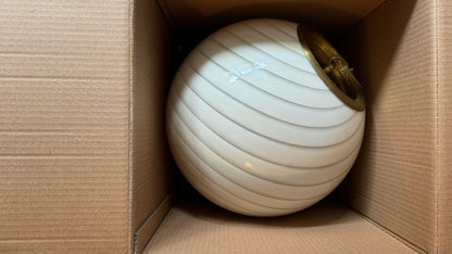 Murano round cream-colored pendant with classic swirl, 40 cm