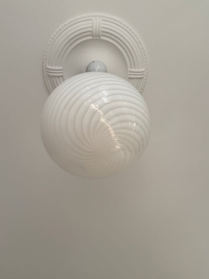 White vintage Murano pendant lamp, 37 cm, two pieces available