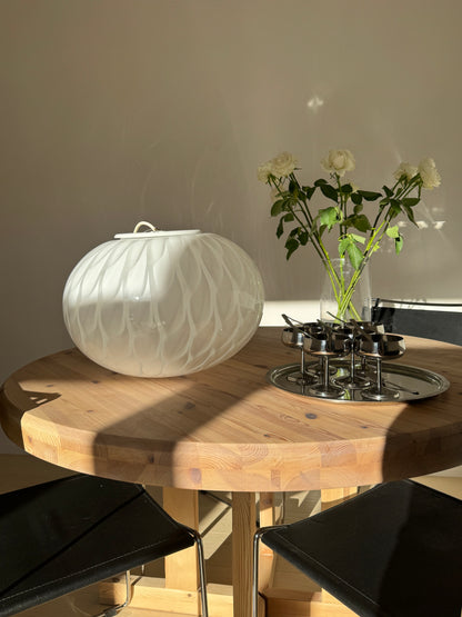 Huge, white peacock Murano pendant with original sticker, 45 cm