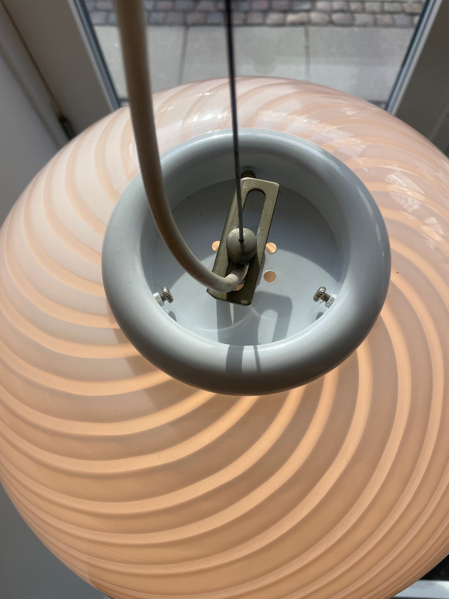 Hvid vintage Murano pendel, 40 cm