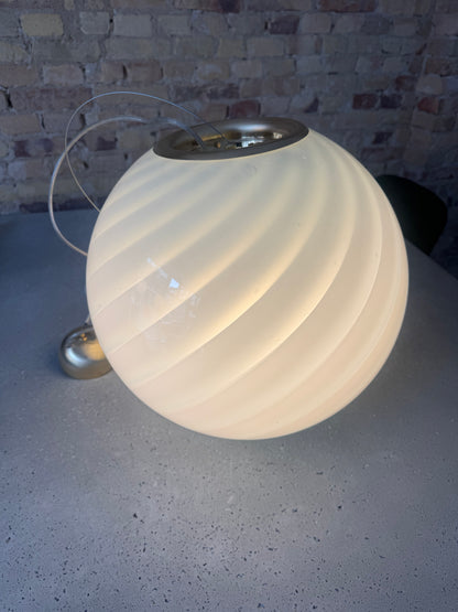 Stor rund lyseblå Murano pendel, 40 cm