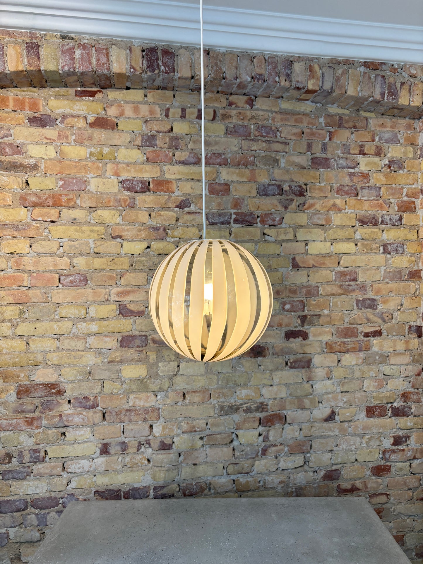 Murano pendant lamp with white and transparent pendant, 30 cm