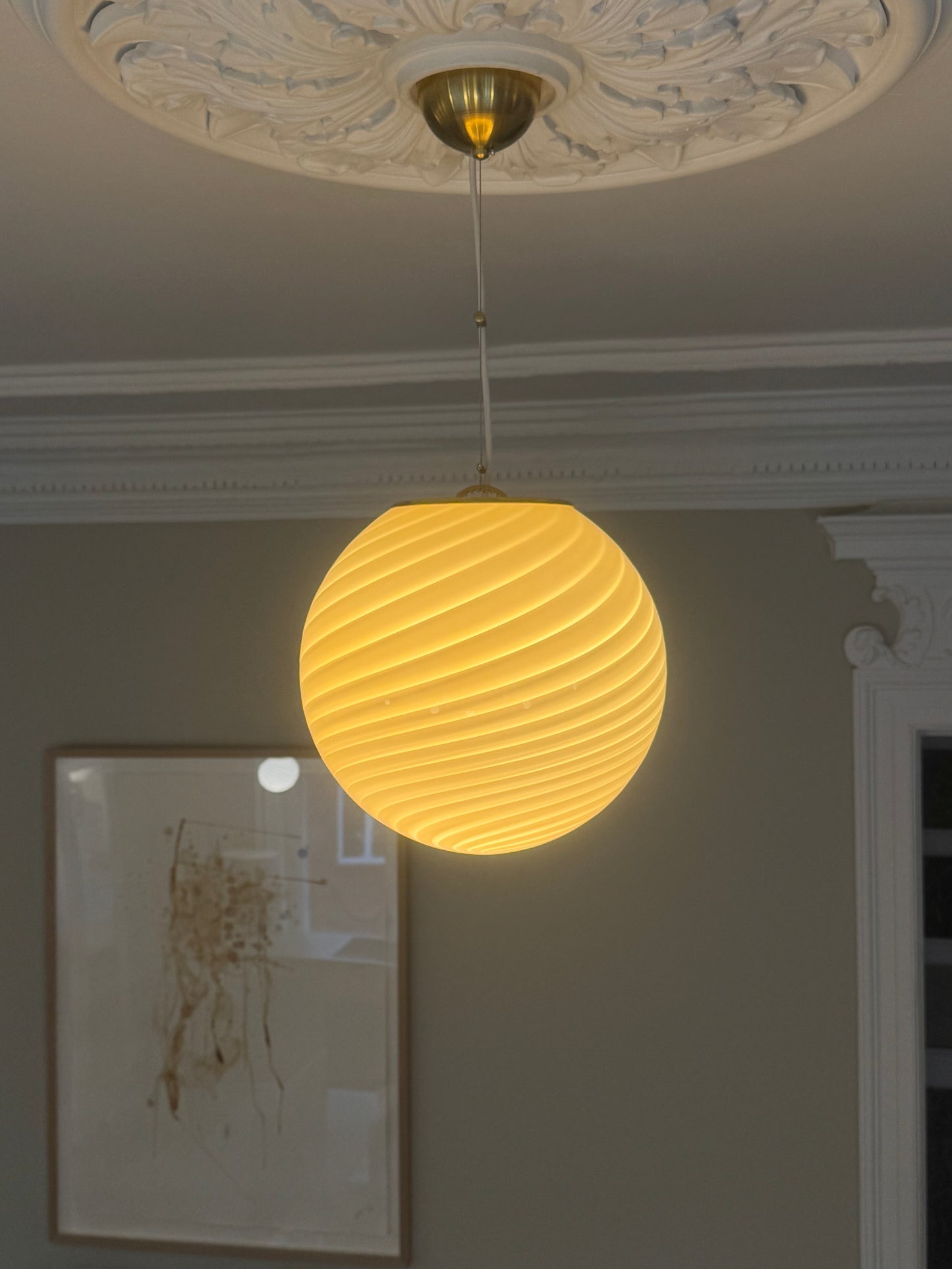 Light yellow Murano swirl ceiling lamp, 30 cm (On request)