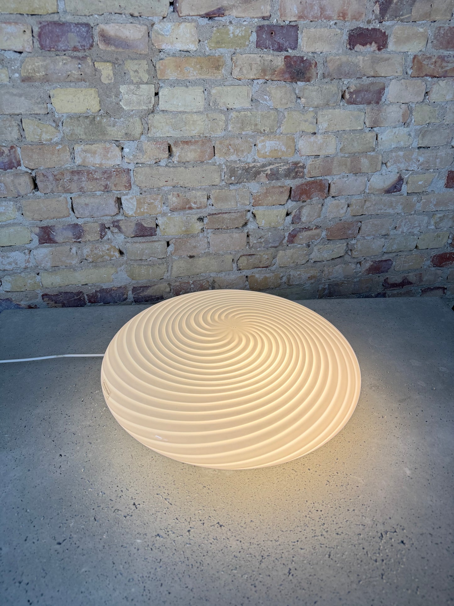 Kæmpe vintage Murano plafond lampe m. indgravering, 45 cm