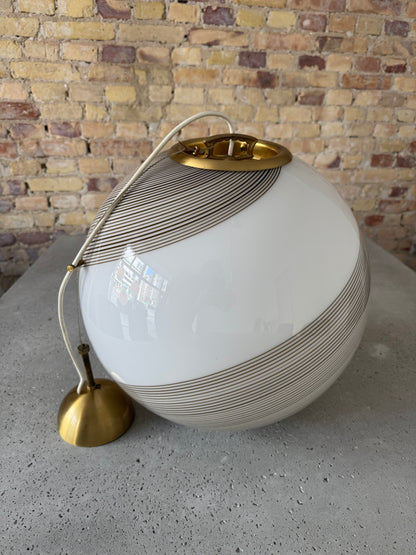 Stor vintage Murano pendel m. brun swirl, 40 cm