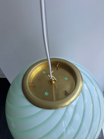 Large ceiling lamp with green swirl, 40 cm