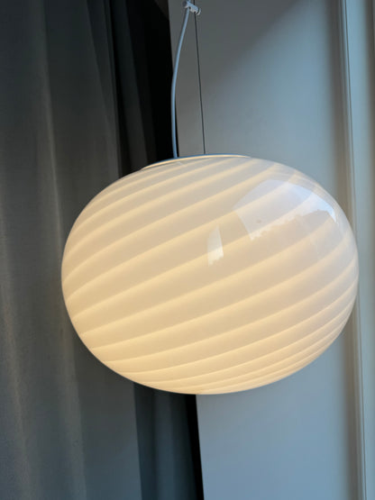 White vintage Murano pendant lamp, 40 cm