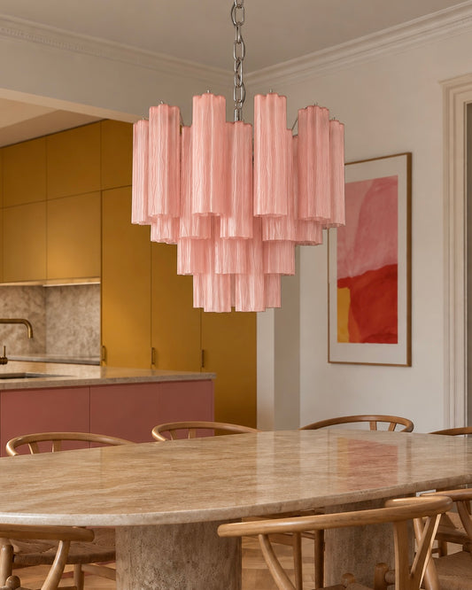 Murano chandelier | Tubes | 36 glass | Matte pink