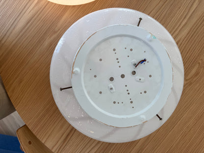 White vintage Murano ceiling lamp with silver dust, 37 cm