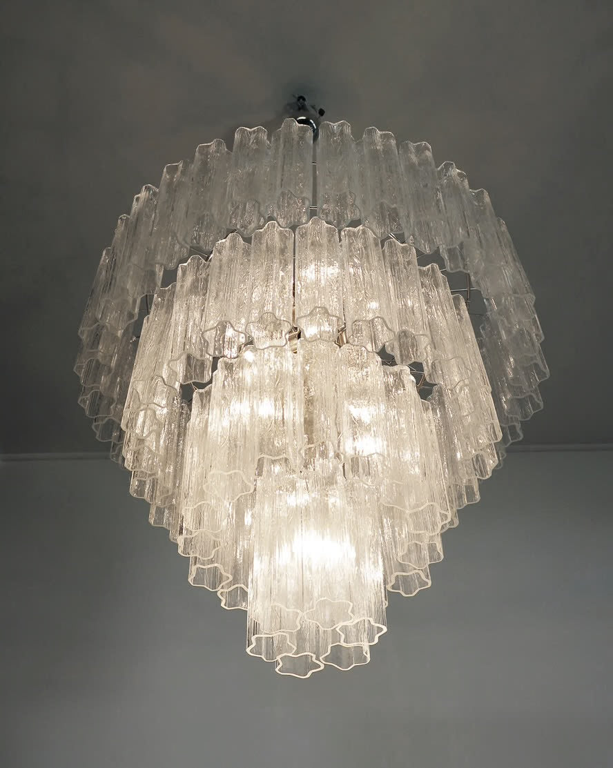 Murano lysekrone | Tuber | 78 glas | Klart glas